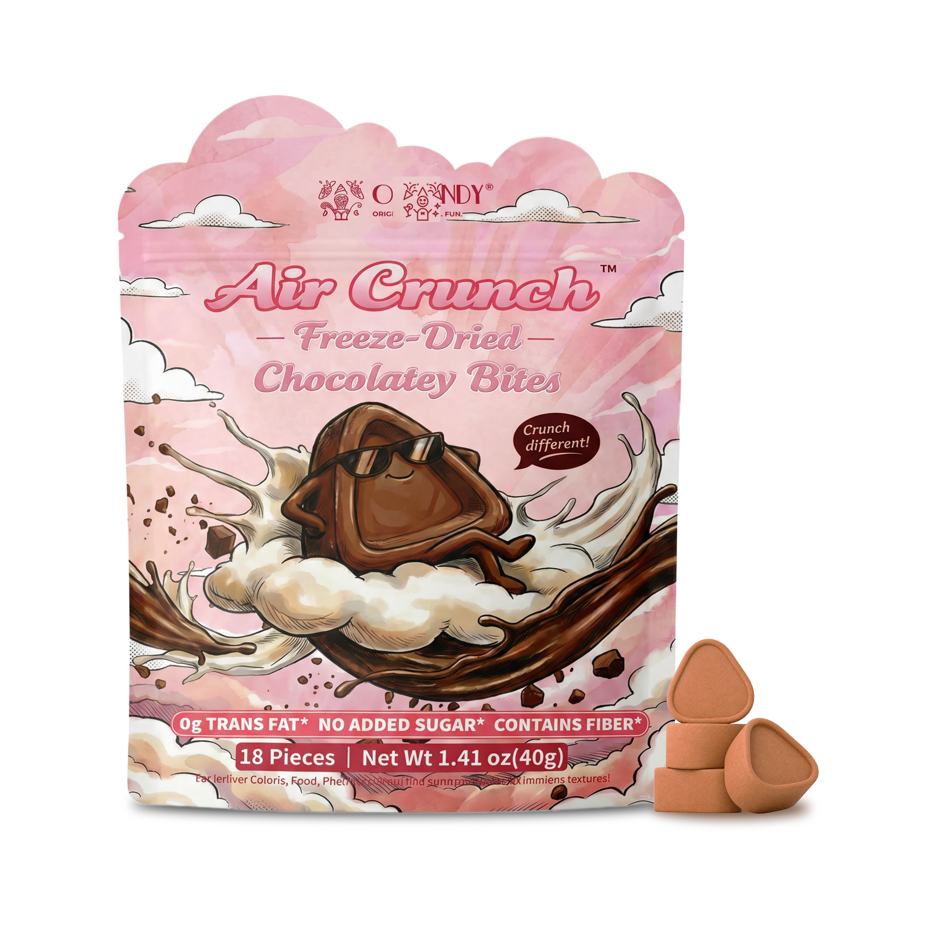 AirCrunchy Light Cloud Reduced Calorie Chocolate Bites – Good Source of Fiber, Crispy Texture, No Added Sugars, 18 Pieces